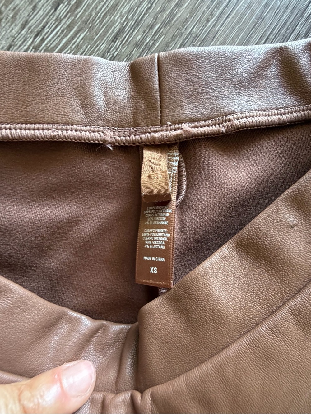 SKIMS Faux Leather High-Waist Bike Shorts — Chestnut - Picture 5 of 6